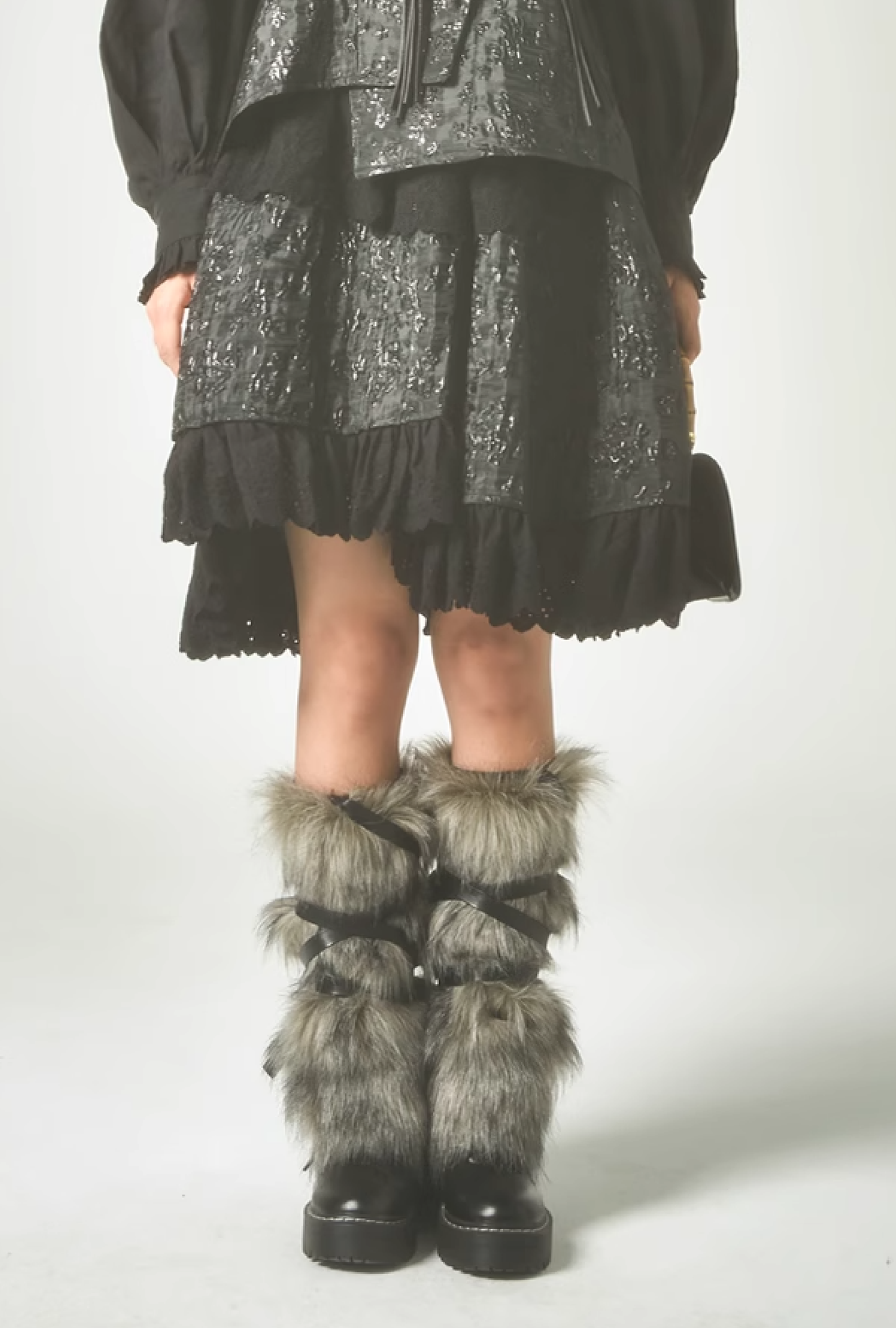 Jacquard Lace Shirred Ruffled jacket & Skirt