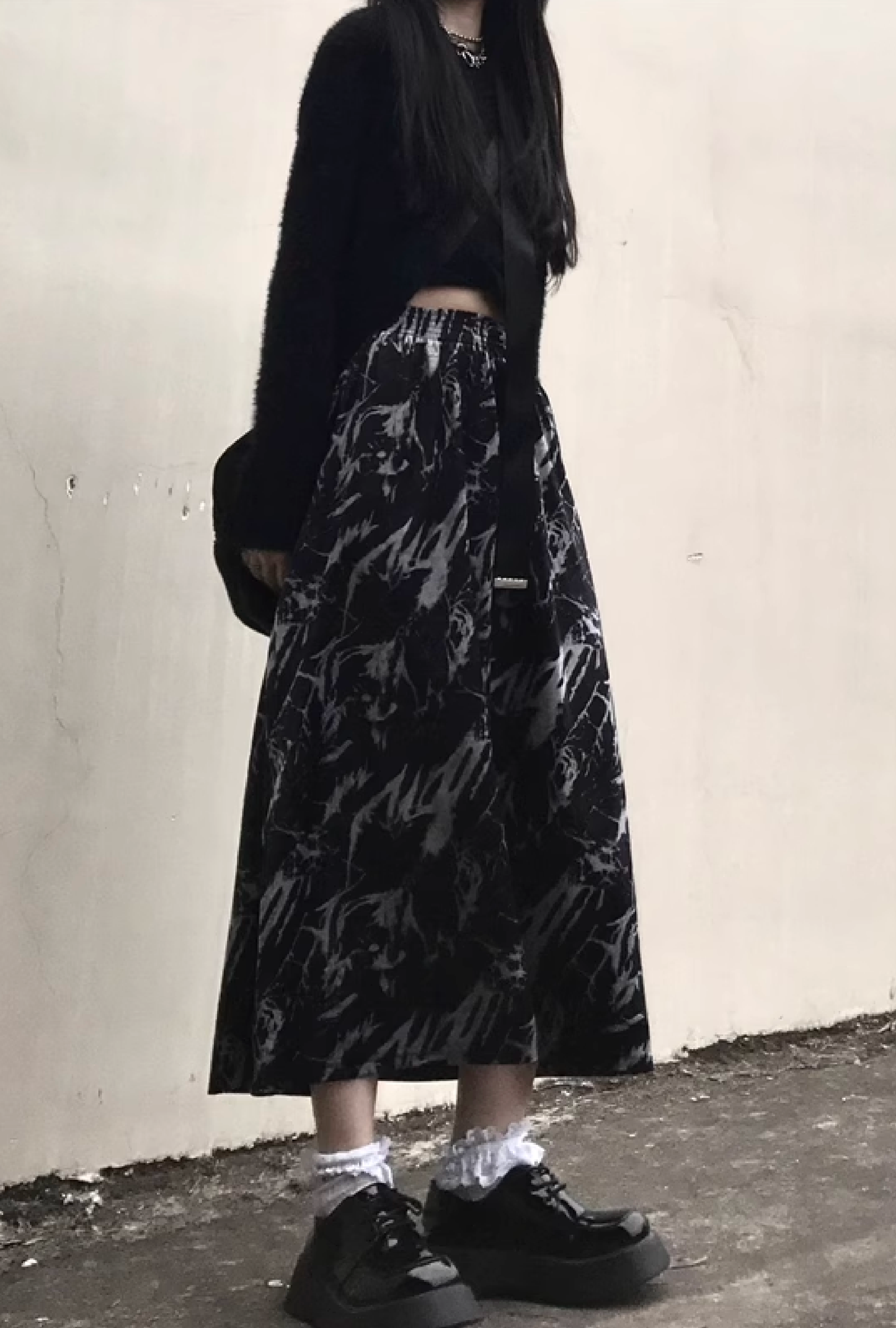 velvet slit skirt