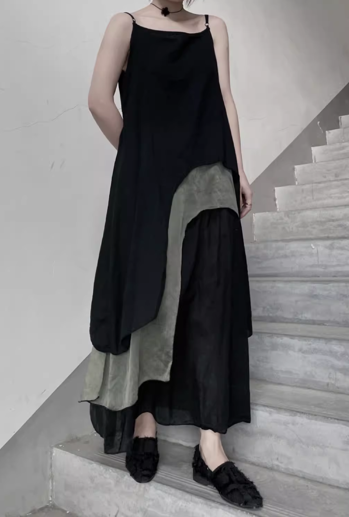 Three-layer long dress