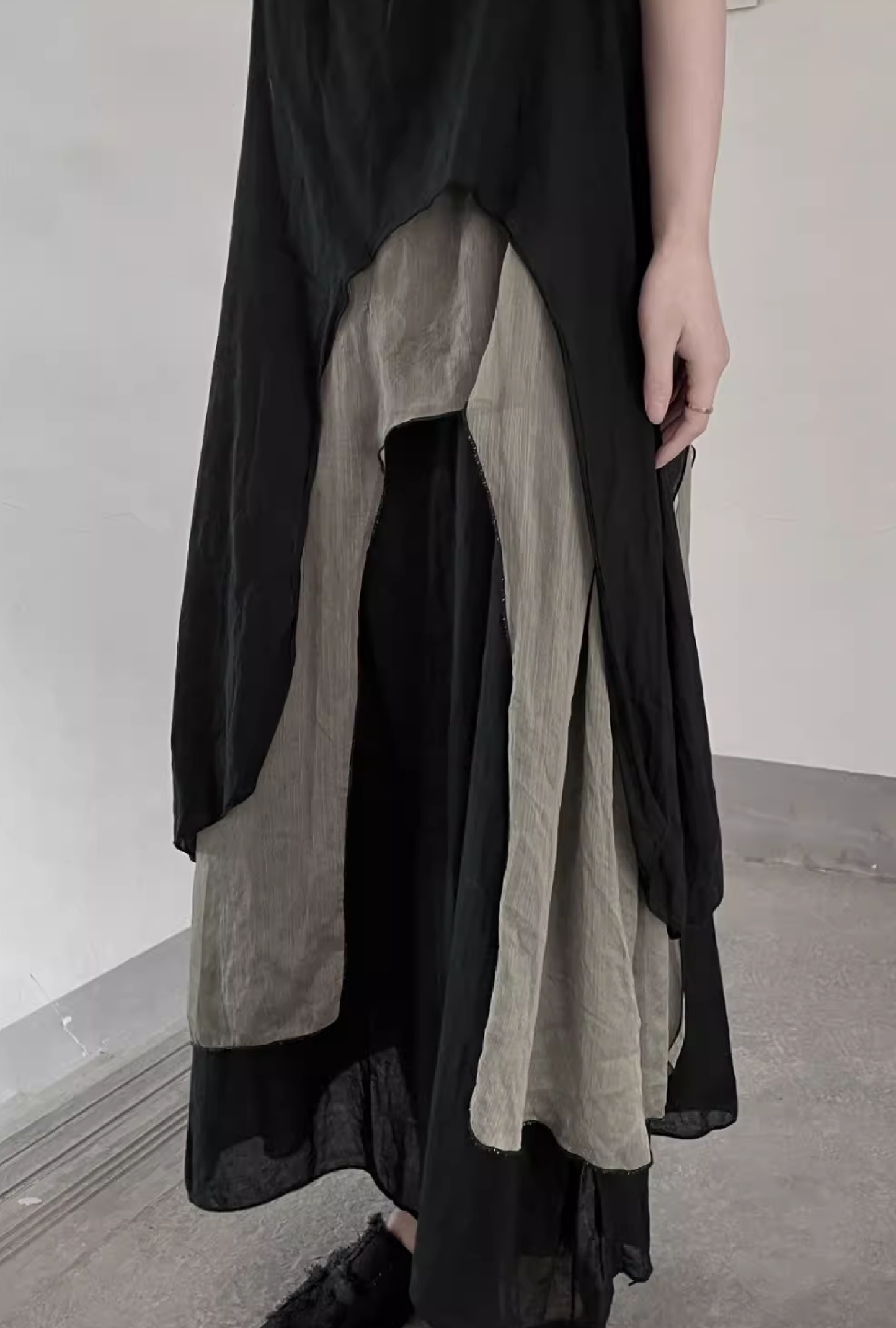 Three-layer long dress