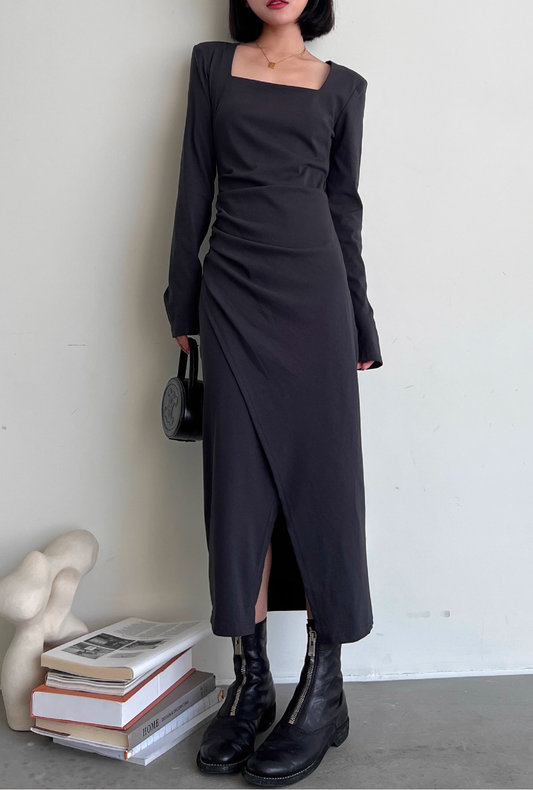 scope neck slit dress