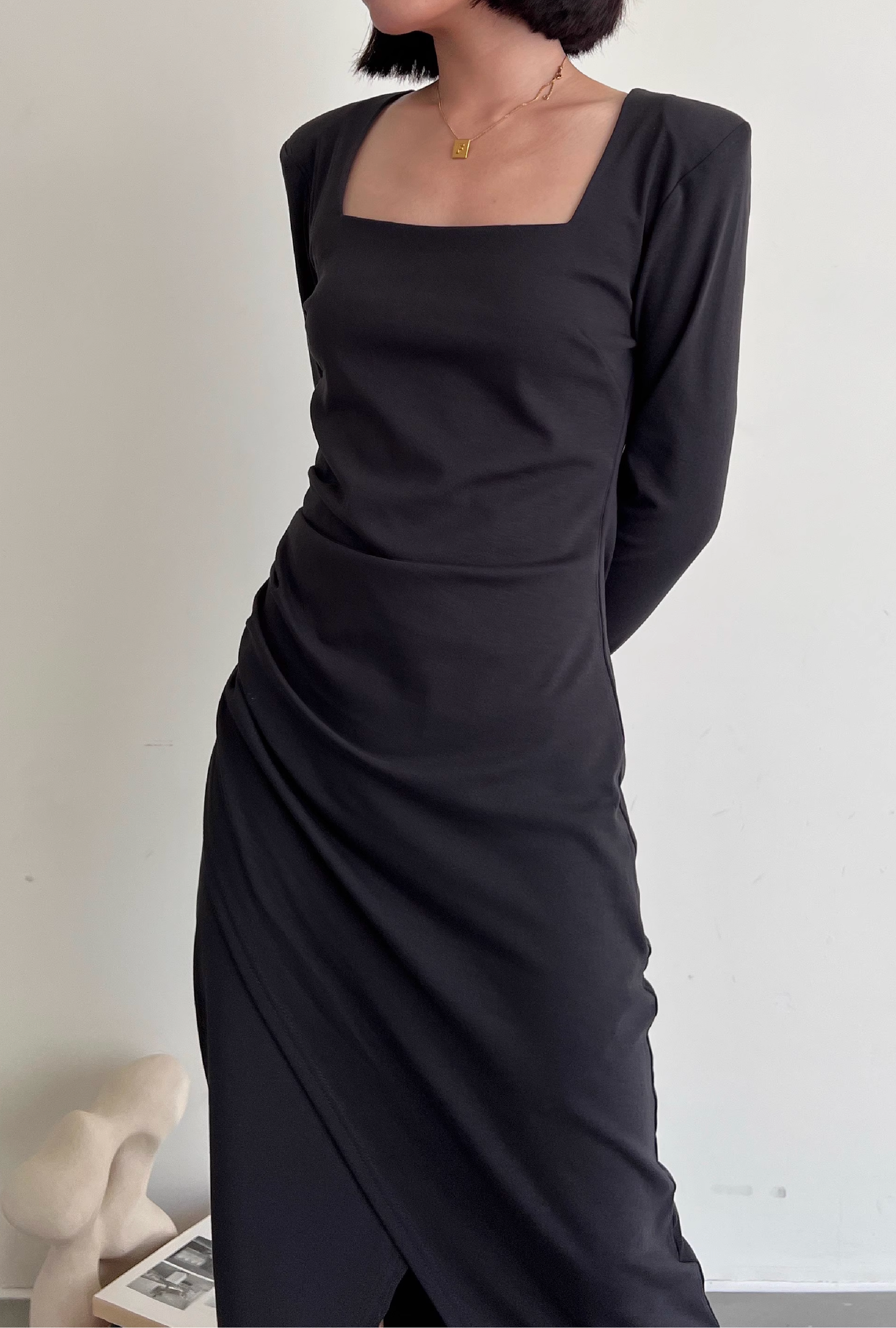 scope neck slit dress