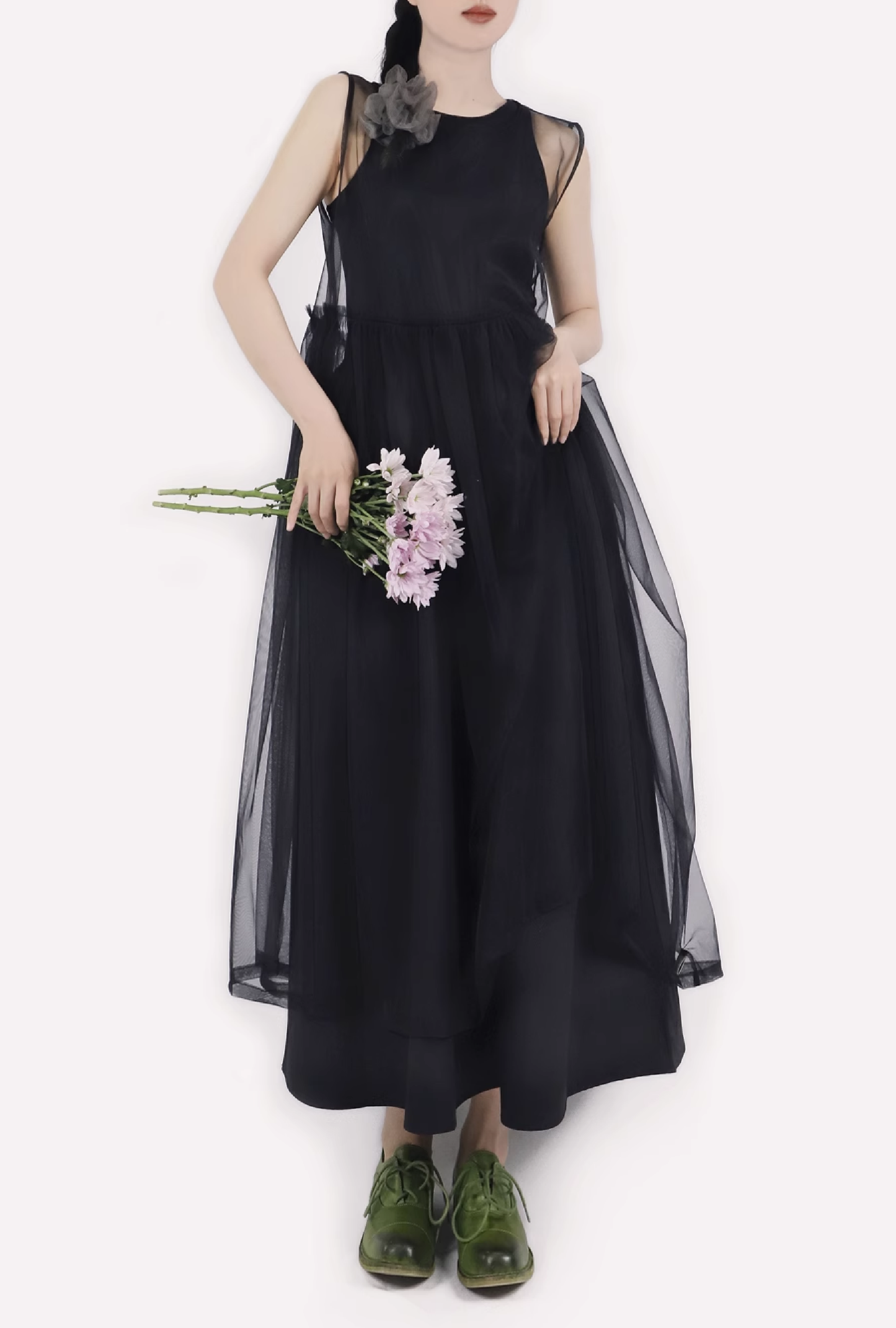 no sleeve organdy dress