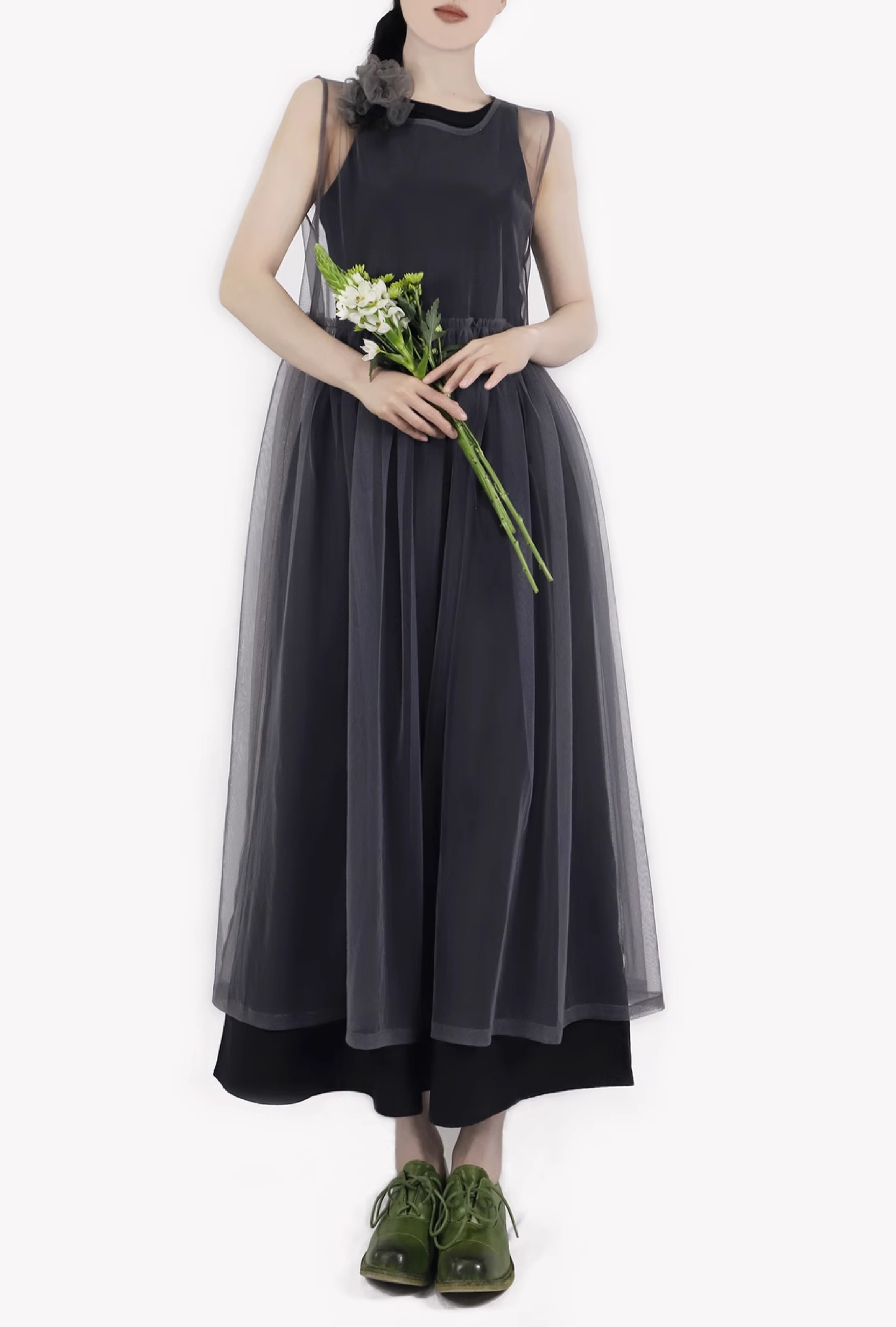 no sleeve organdy dress