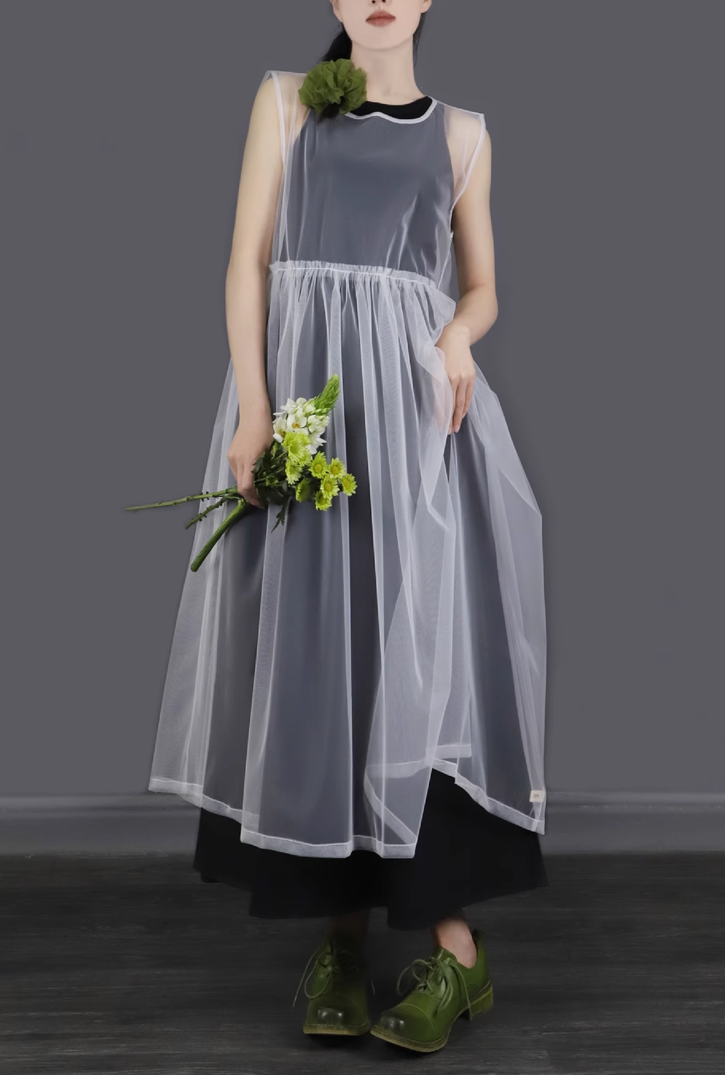 no sleeve organdy dress