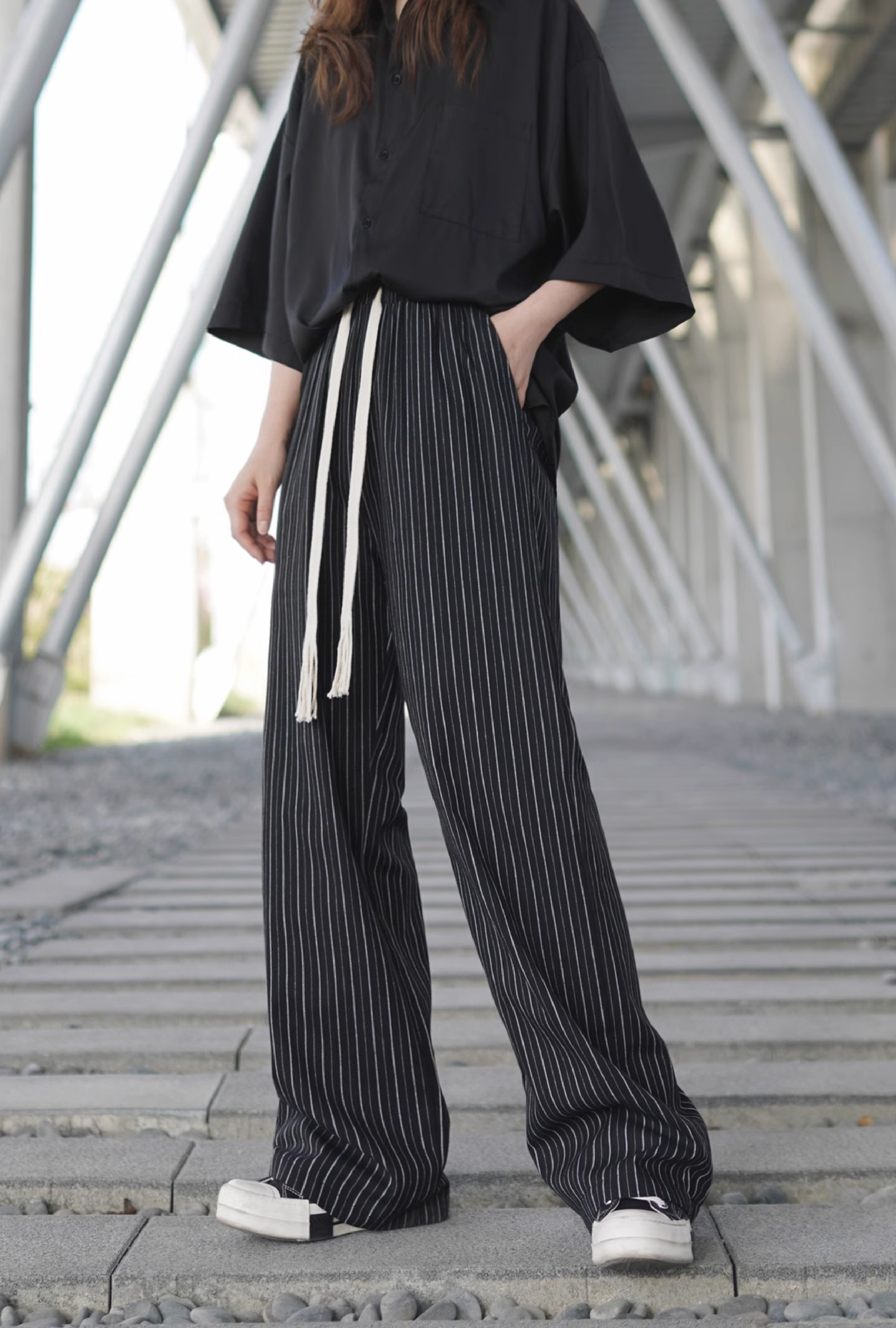 striped loose pants