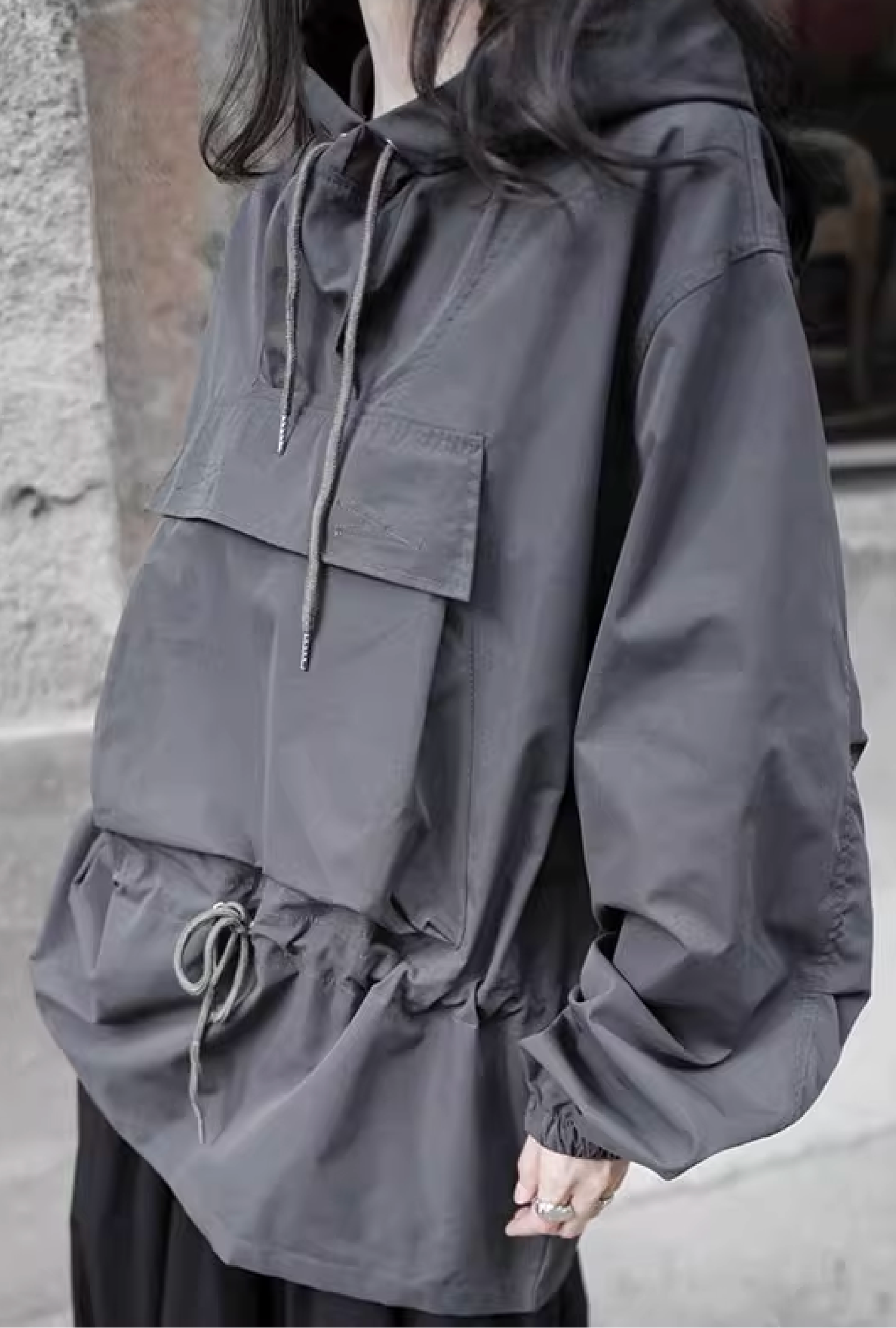 drawstring hoodie blouson