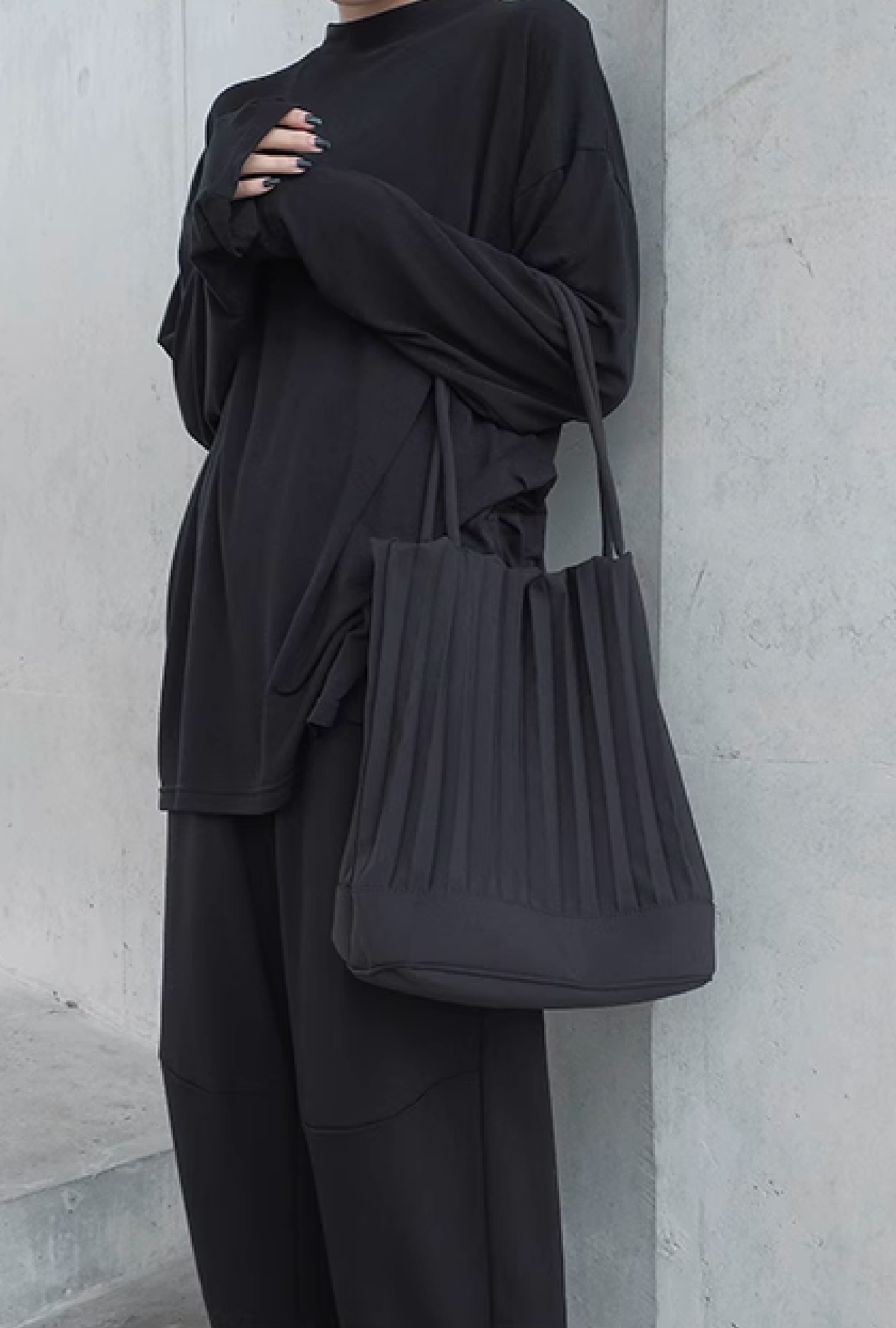 pleated bucket bag