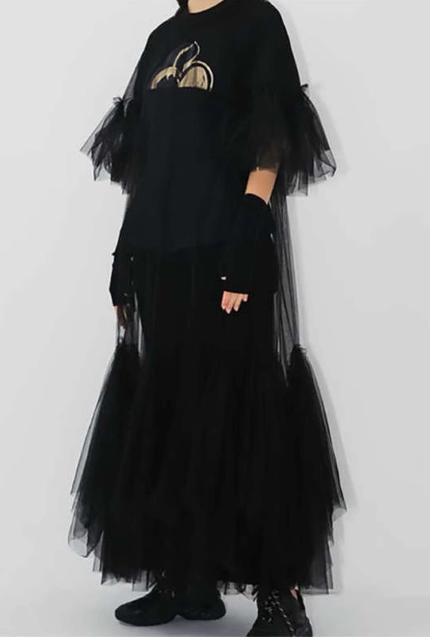 Tulle tiered sheer dress