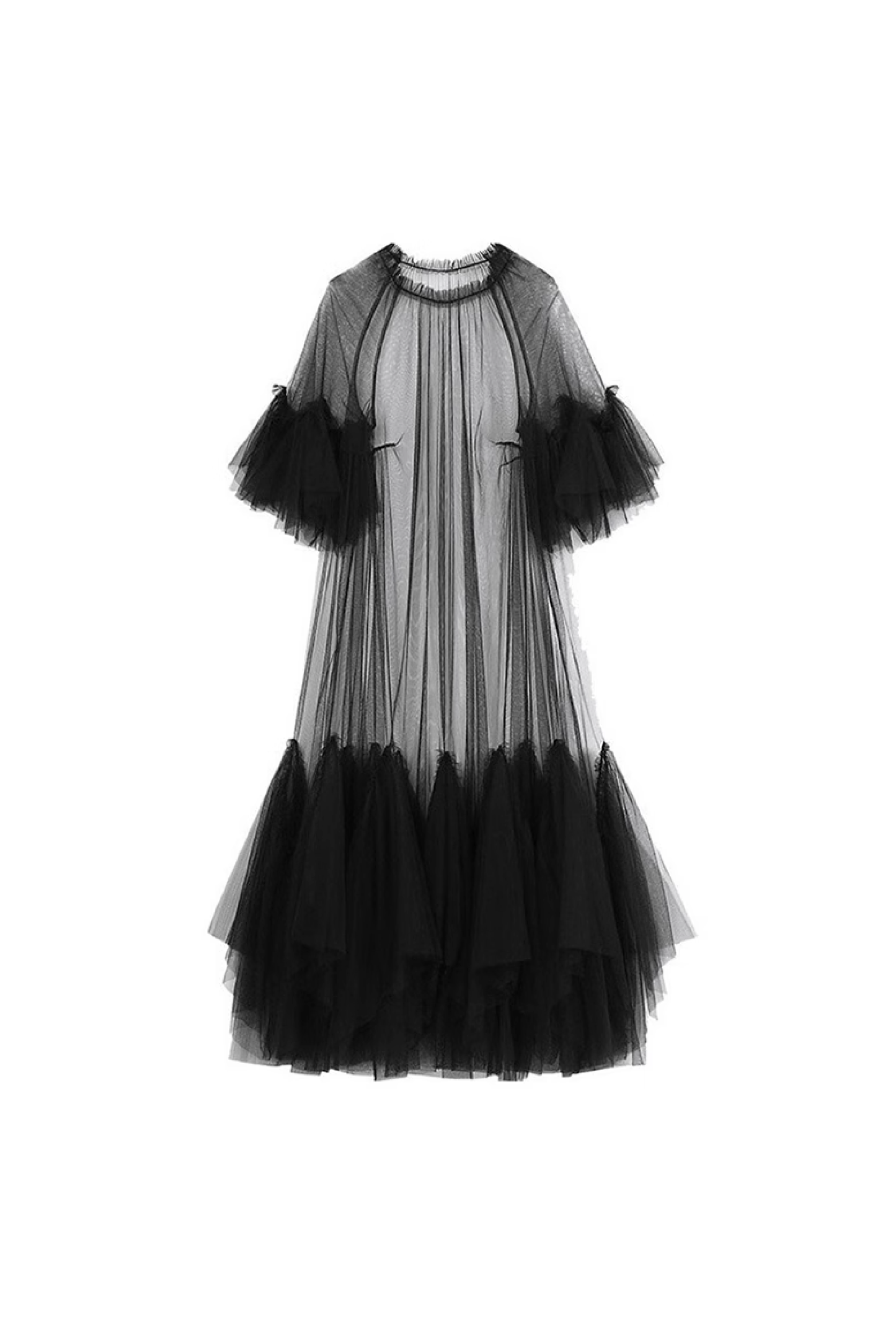 Tulle tiered sheer dress