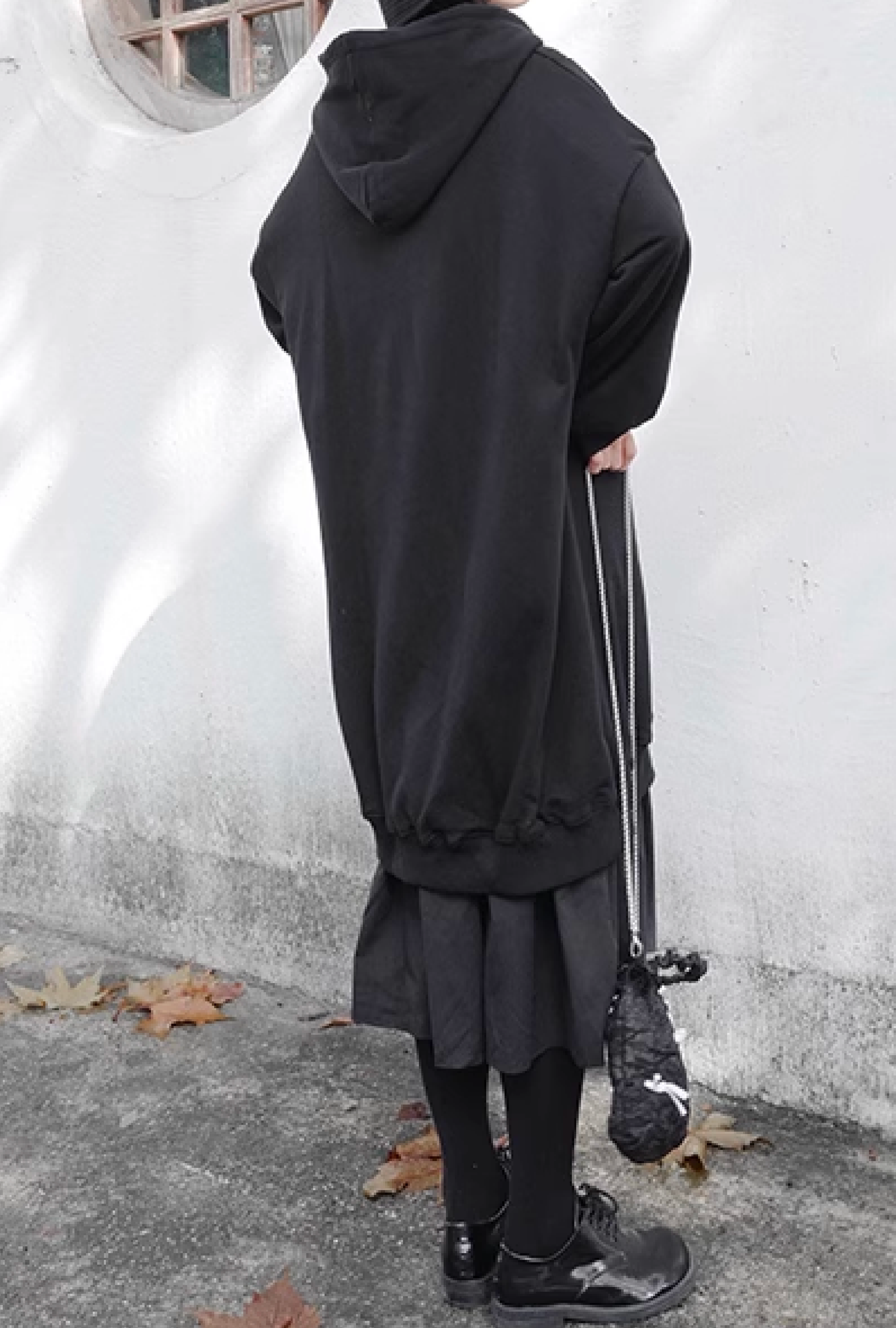 cotton slit long hoodie