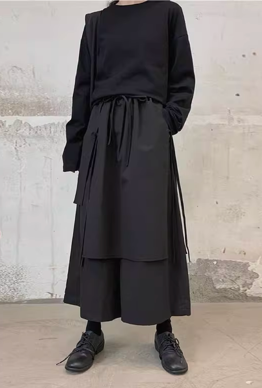 irregular wide leg pants